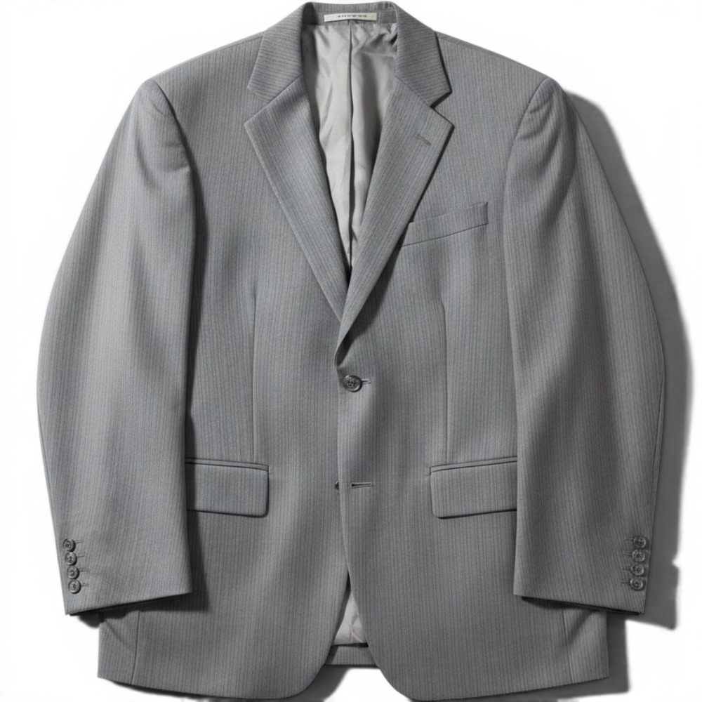 Kenneth Cole New York Mens Grey Pinstripe 100% Wool Suit Jacket Blazer 44R
